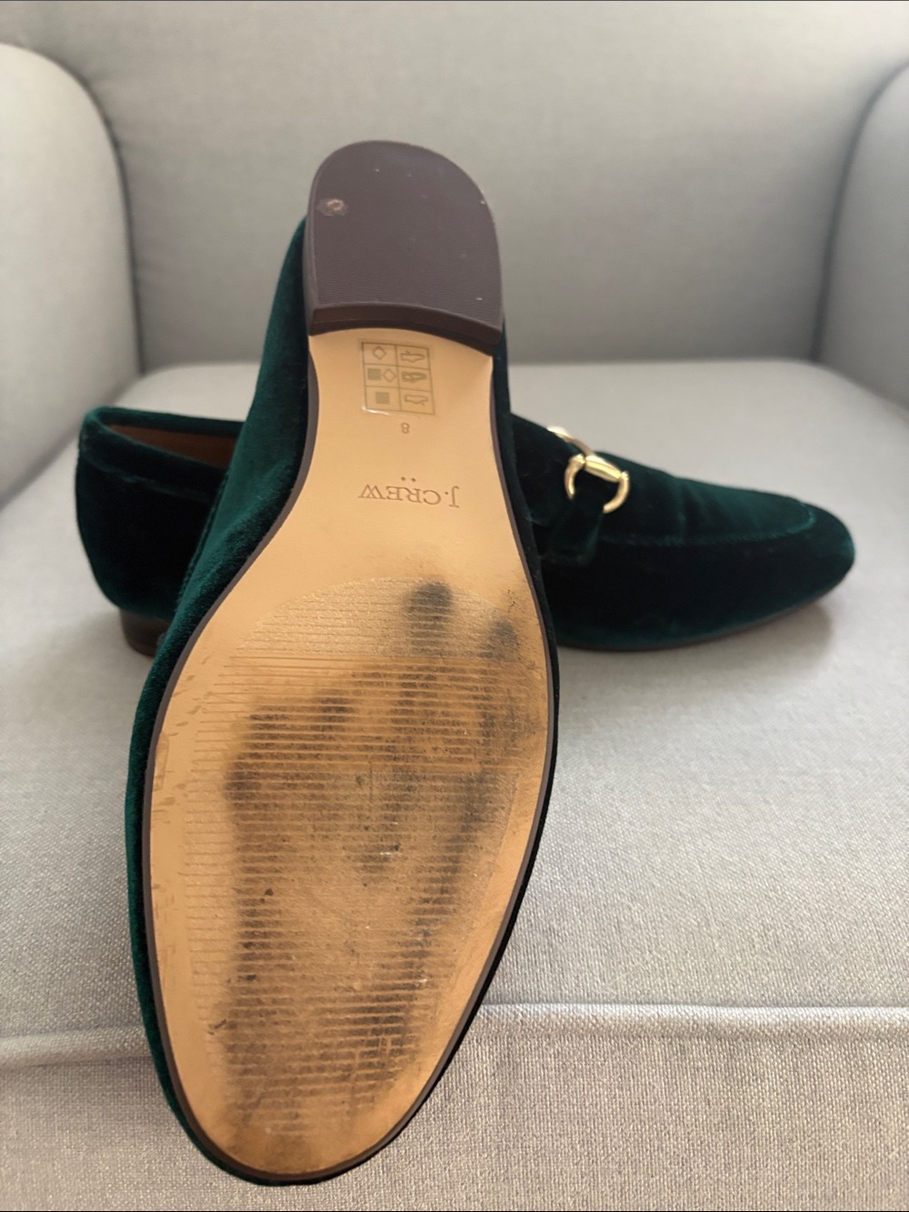Jcrew Women’s  Velvet Loafers in Dark Green - Picture 4 of 5